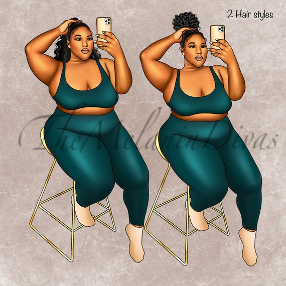 Black Girl Clipart, Curvy Girl Clipart, Black Woman Plus Size Clipart,  African American Fashion Clipart, Plus Size Girl Clipart for Sticker -   Canada