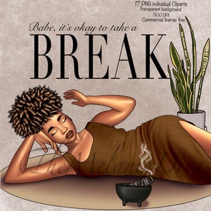 Clipart de menina negra, clipart de amor próprio de menina negra, clipart de mulher negra, moda menina negra, clipart motivacional de menina negra, mulher negra png