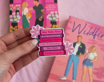 Romance Book Stack, Book Sticker, Waterproof Sticker, Vinyl Sticker, Kindle Sticker, Book Lover Gift, Book Tropes