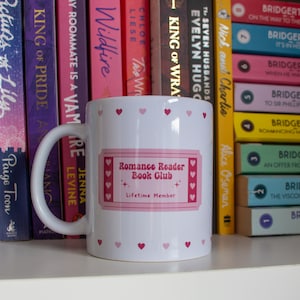 Taza del club de lectura de novelas románticas, taza para amantes de los libros, regalo para amantes de los libros, regalo de novelas románticas, regalos para lectores, taza para amantes de los libros