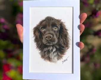Mini pet portrait, custom pet portrait, dog portrait from photo, Dog memorial, painting from photo