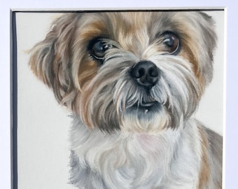 Custom pet portrait, custom dog portrait, dog memorial, mini pet portrait, pastel painting