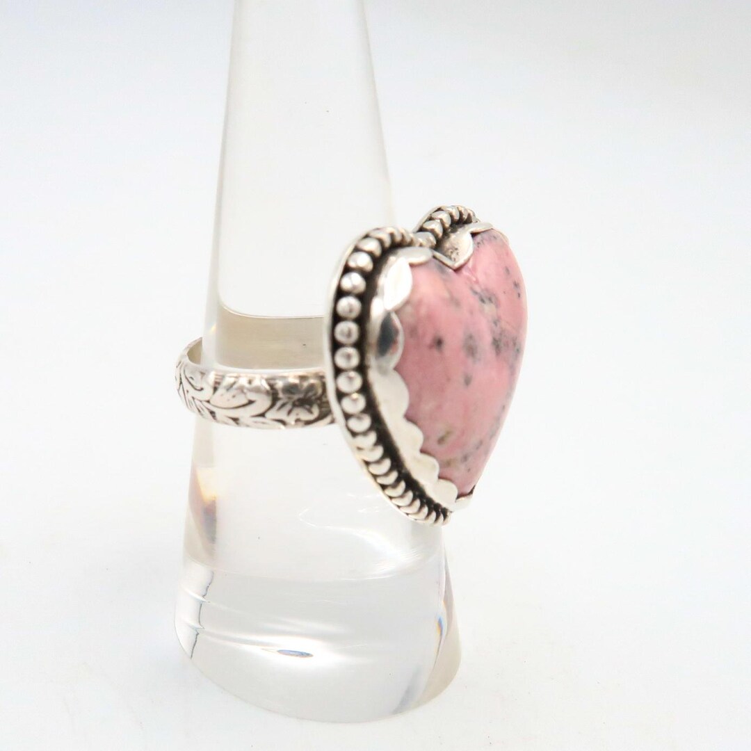 Pink Rhodonite Heart Statement Ring - Etsy