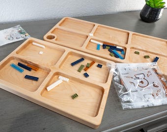 Handcrafted Wooden Building Block Tray: Nano Block & Mini Brick Organizer