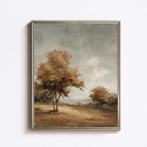 Vintage Autumn Landscape Print: Rustic Cottagecore Fall Decor (Digital Download)
