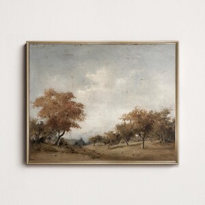 Vintage herfstlandschapsolieverfschilderij: rustiek boerderijdecor (digitale download)