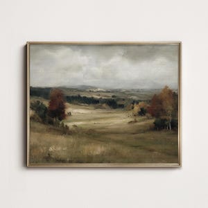 Vintage Autumn Landscape Print: Rustic Farmhouse Wall Art (Digital Download)