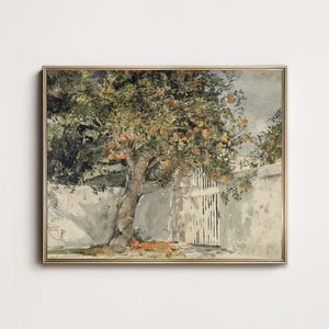 Citrus Tree Wall Art | Mediterranean Garden Printable | Rustic Fruit Tree Painting | Orange Grove Digital Download Decor