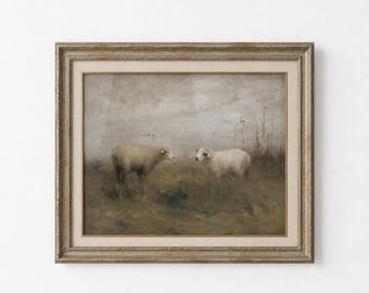 Antique Fall Landscape Print, Vintage Pastoral Scene, Rustic Home Decor, Living Room Wall Art