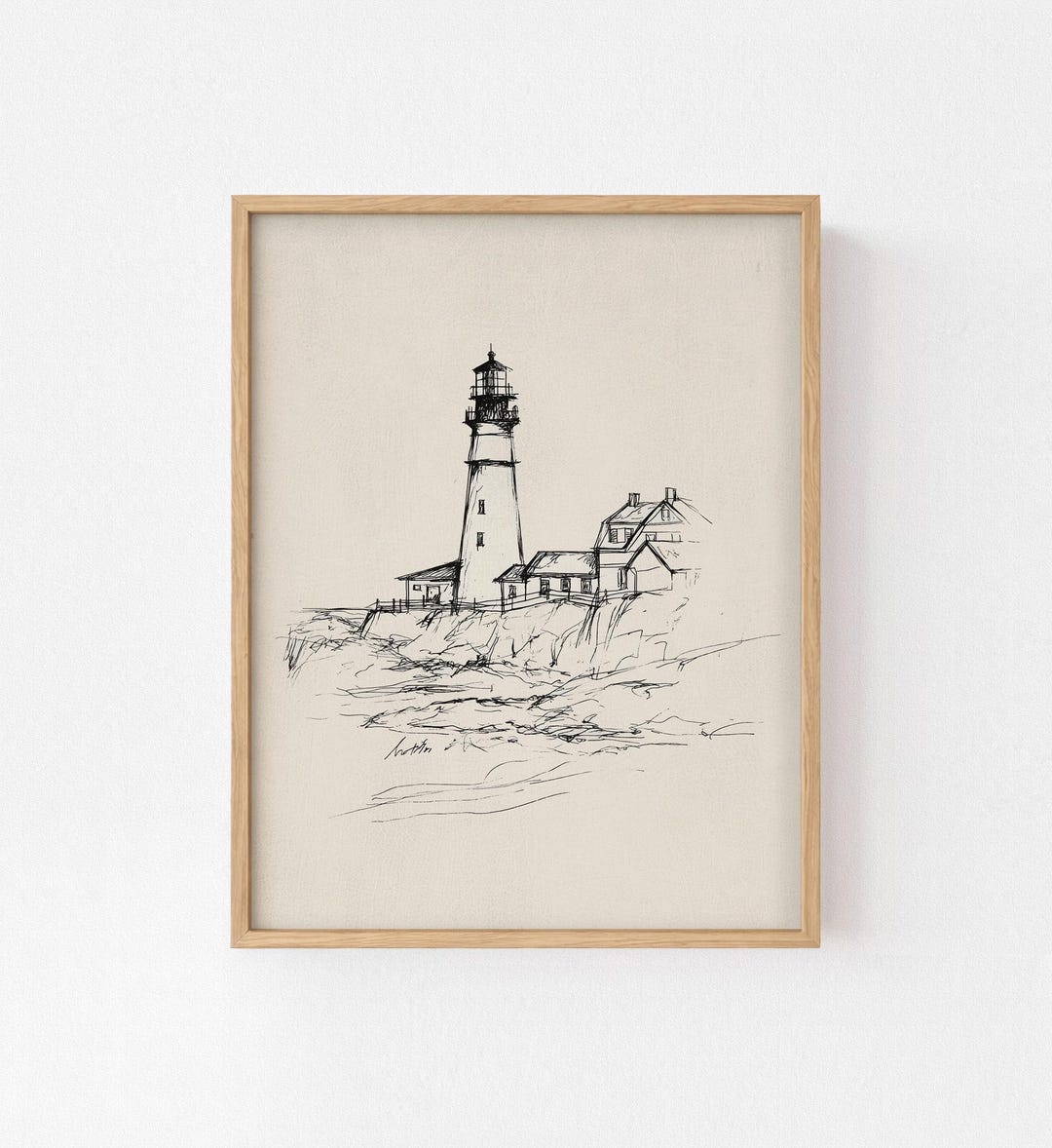 Rustic Coastal Wall Art, Vintage Lighthouse Scene, Nautical Home Decor ...