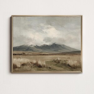 Vintage Snow Capped Mountain Print: Rustic Landscape Wall Art (Digital Download)