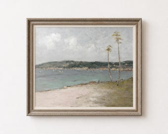 Rustik kustväggstavla, vintage strandscen, tidlös heminredning, väggkonst för vardagsrum