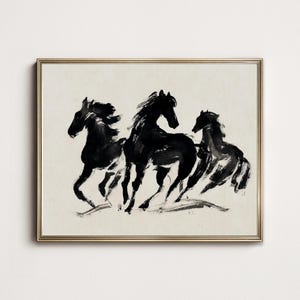 Vintage Galloping Horses Sketch Print: Equestrian Farmhouse Art (Digital Download)