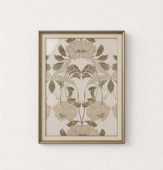 Vintage Neutral Tapestry Wall Art, Antique Persian Rug Rug Print, Farmhouse Home Decor