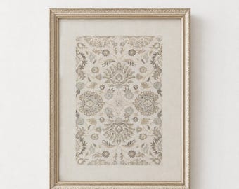 Damask Ornamental Floral Vintage Tapestry Print, Palmette and Acanthus Motifs (Digital Download)
