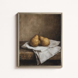 Vintage Pear Still Life Print: Rustic Farmhouse Kitchen Art (Digital Download)