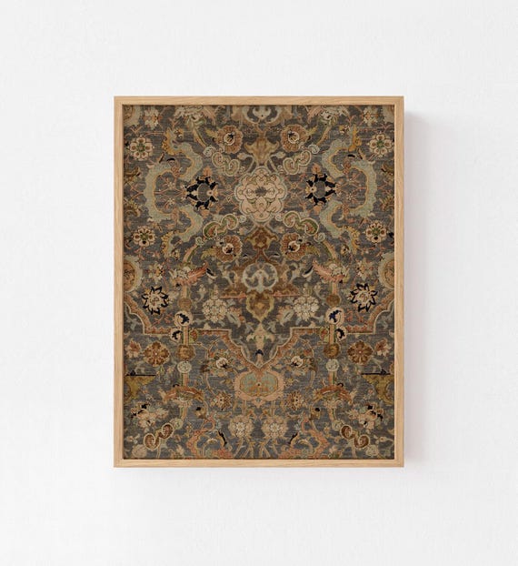 Antique Persian Rug Tapestry Art Print, Vintage Oriental Wall Art (Digital Download)
