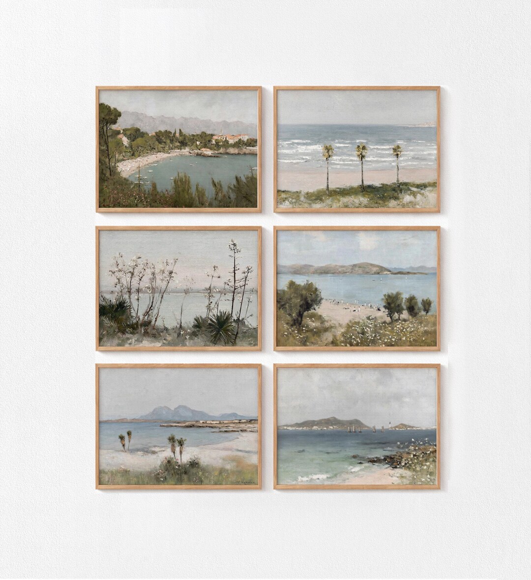 Coastal Gallery Wall Art Set | Printable Vintage Beach Decor, Serene ...