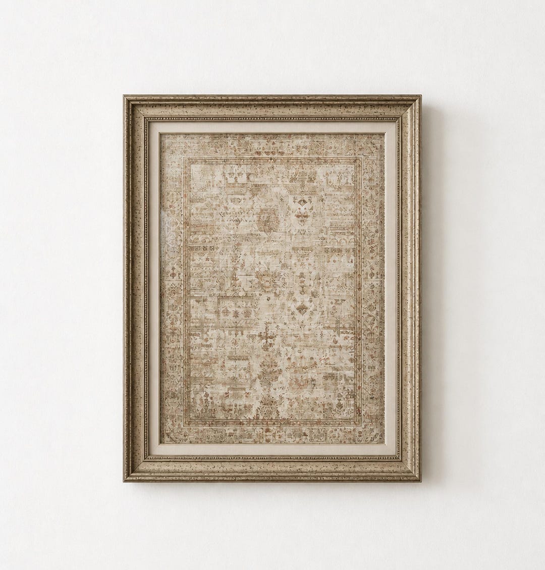 Rustic Oriental Rug Tapestry Art Print, Vintage Rug Print in Warm Tones ...