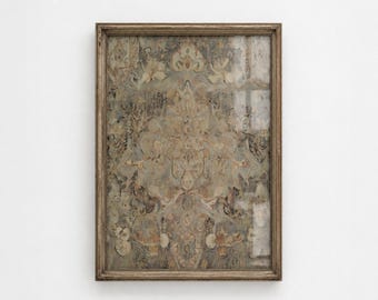 Rustic Oriental Rug Tapestry Print, Vintage Rug Decor, Living Room Wall Art