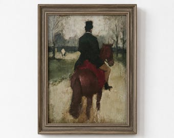 素朴な乗馬アートプリント、ヴィンテージの馬の絵画、ファームハウススタイルのホームデコレーション