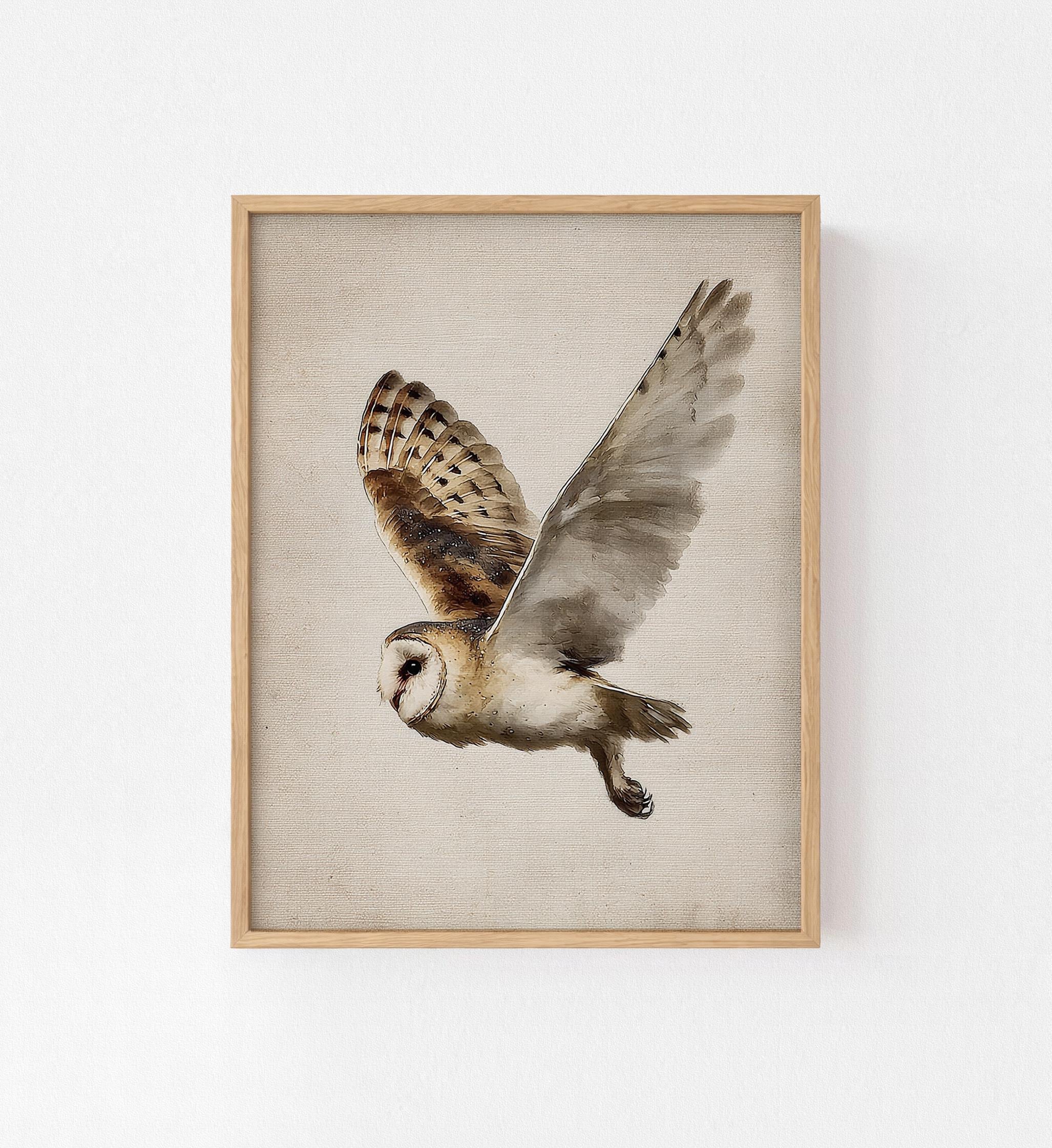 Vintage Barn Owl Watercolor Print – Rustic Farmhouse Wall Art (digital ...