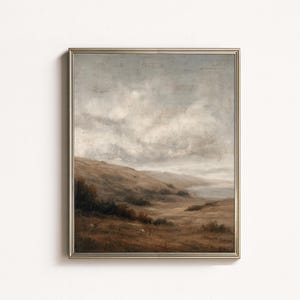 Autumn Foggy Meadow Landscape Print: Rustic Farmhouse Wall Art (Digital Download)