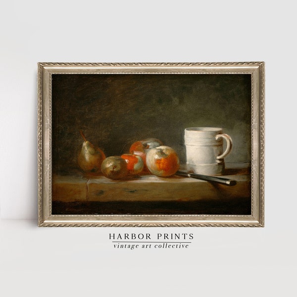 Still Life Oil Painting, Kitchen Farmhouse Art, Vintage Wall Decor, Digital Download