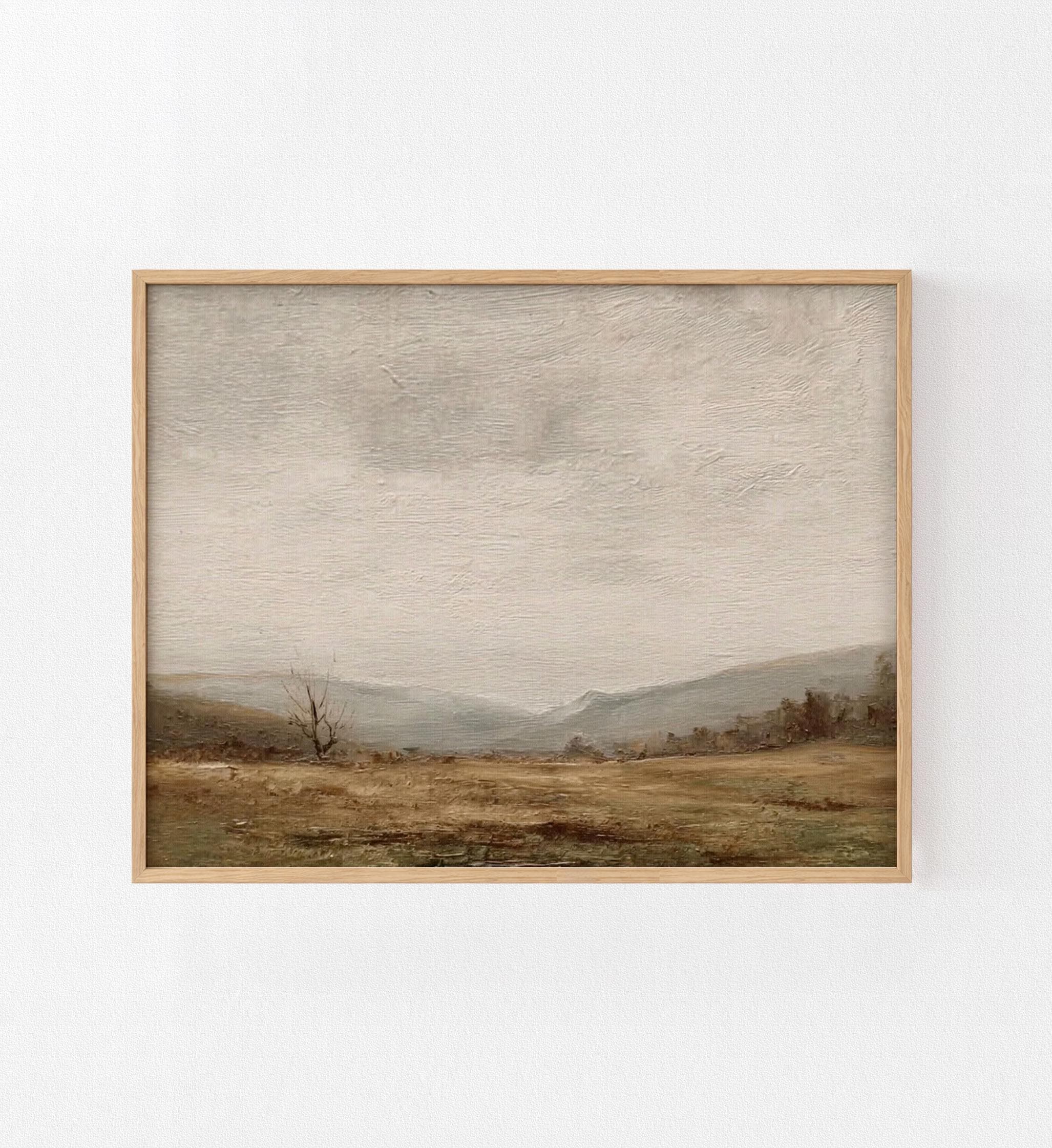 Moody Autumn Landscape Wall Art, Vintage Countryside View, Traditional ...