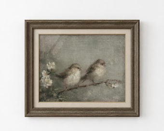 Cottage Songbird Wanddekor, Vintage Vogelillustration, antike Tierkunst, Schlafzimmer-Wand-Dekor