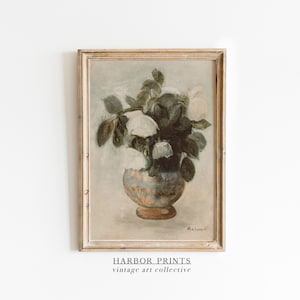 Vintage Roses Oil Painting Print: French Country Cottage Decor (Digital Download)