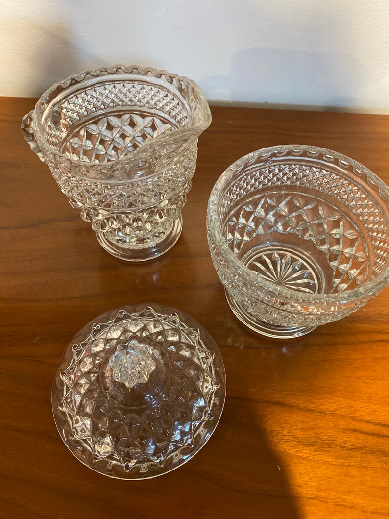 Vintage Anchor Hocking Wexford Pattern Clear Cut Glass Lidded Etsy