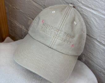 Embroidered Support your Local Library Stone Washed Cap, Bookish Baseball Cap Hat