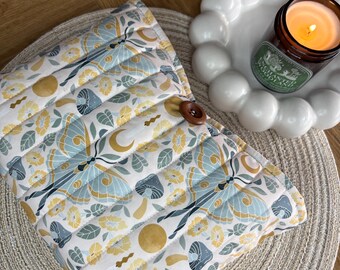 Handmade Quilted Book Sleeve, Mystical Moon Butterfly Magic Kindle Protector