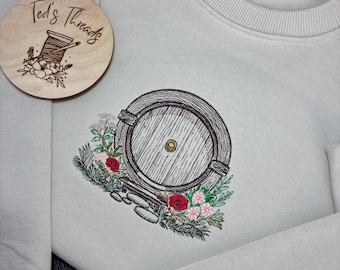 Embroidered Hobbit Hole Sweatshirt, LOTR Bookish Clothing
