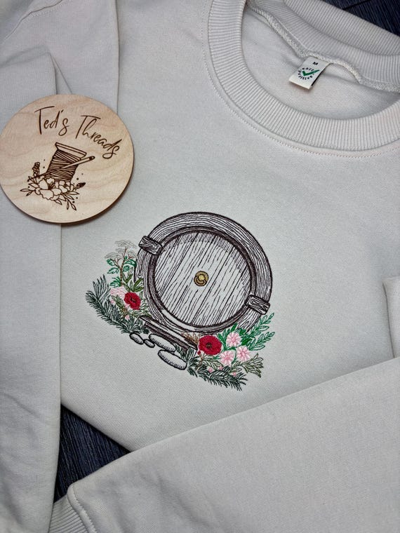 Embroidered Hobbit Hole Sweatshirt, LOTR Bookish Clothing