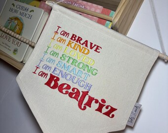 Personalized Embroidered Affirmation Bunting: Custom Nursery Decor