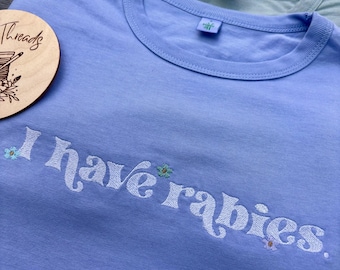 Embroidered Sarcastic Slogan T-Shirt: Funny Floral Design