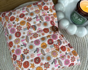 Quilted Book Sleeve, Fantasy Mushroom Print, Kindle Protector Accessories