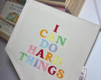 Embroidered Positive Affirmations Bunting: Personalized Kids Room Decor