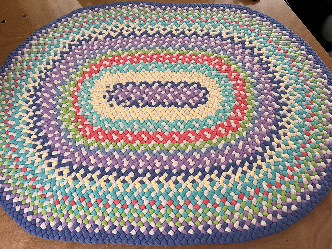 Colorful Oval Cottonjersey Rug 33 X 26 Etsy