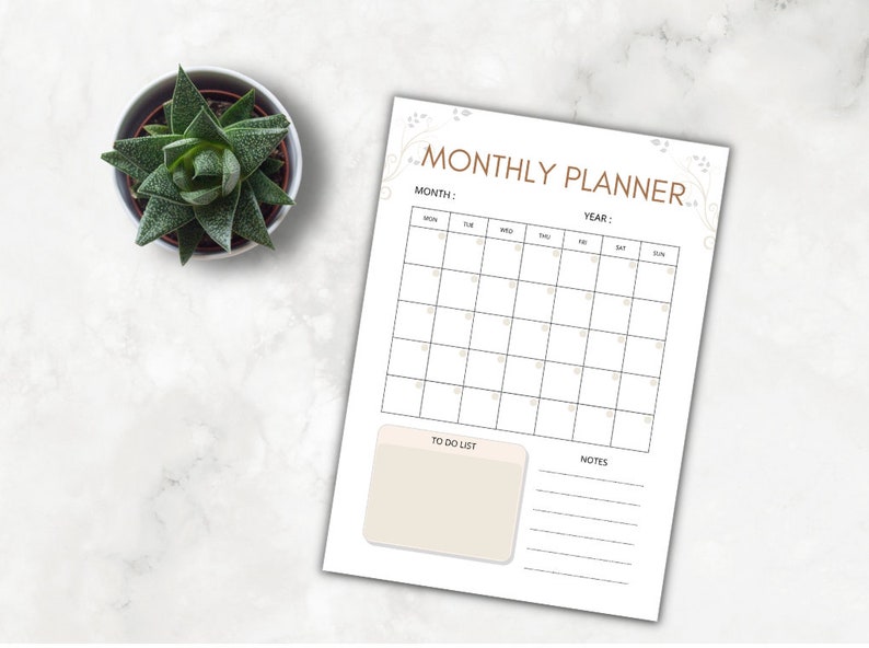 Monthly Planner Goodnotes Template, Undated Monthly Planner, Monthly