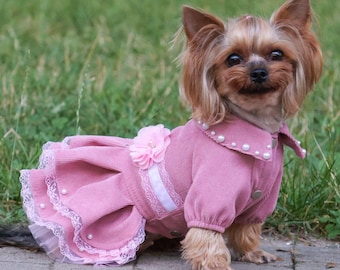 Pink Dog Dress, Designer Pet Clothes, Yorkie Girl, Chihuahua