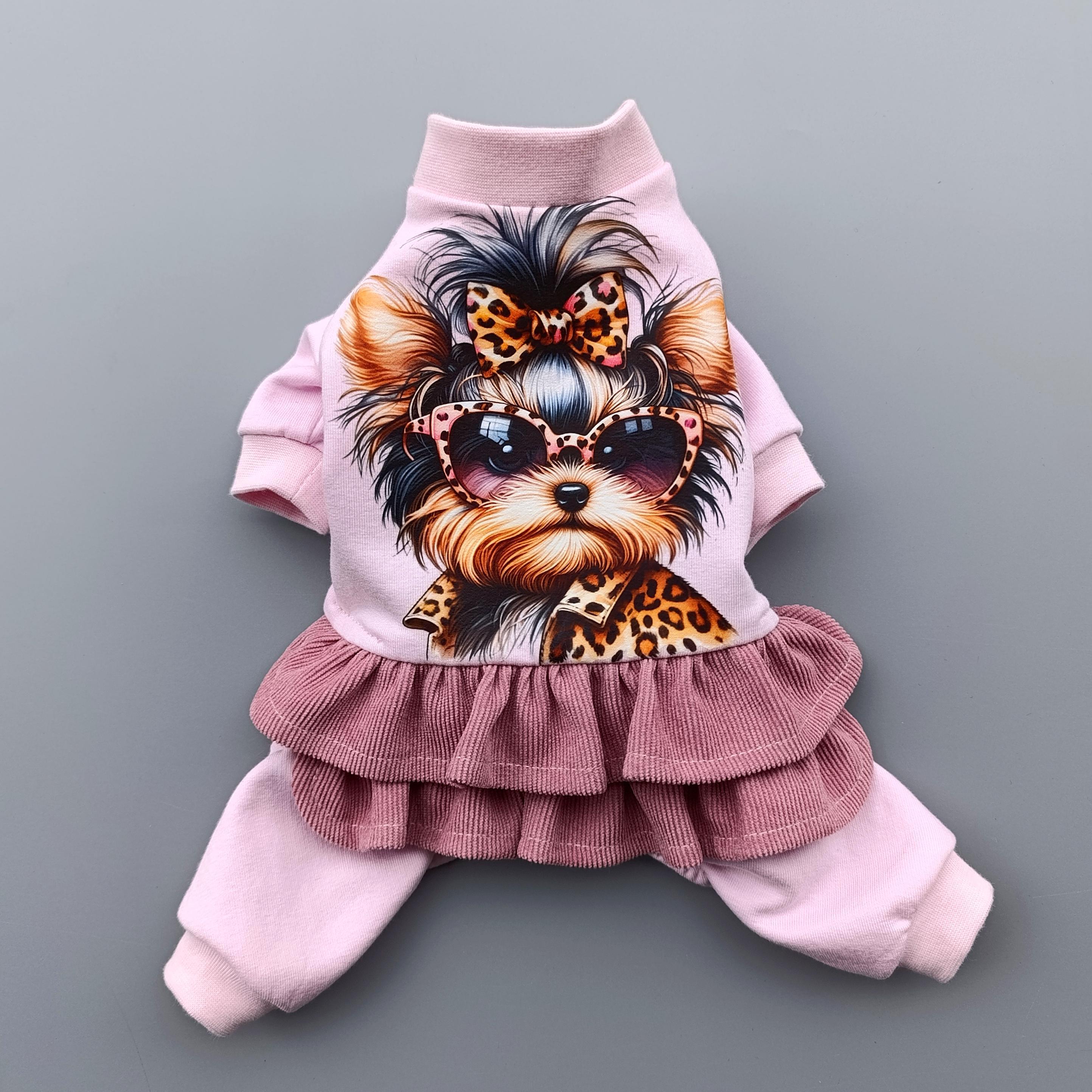 Dog Jumpsuit Cute Yorkie Girl Outfit Designer Small Dog Clothes Puppy Clothing Pet Onesie Overall Dog Pajamas Handmade Clothes for Dogs