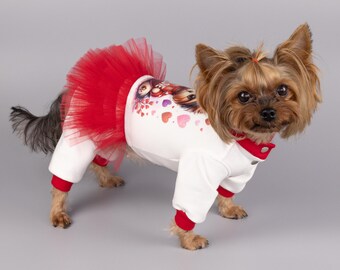 Girl Dog Jumpsuit - Small Pet Clothes, Handmade Chihuahua Outfit, Yorkie Girl Dress