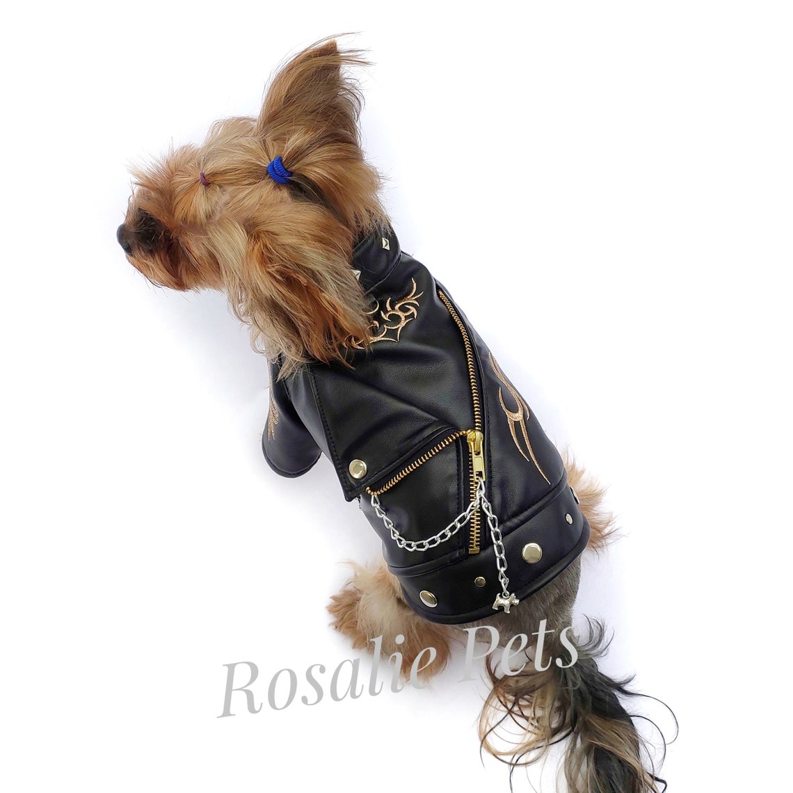 Leather Embroidered Dog Jacket, Custom Embroidered Leather Dog Jacket