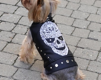 Leather Dog Jacket, Pet Clothes, Biker Dog Coat, Dog Harness, Yorkie Outfit, Designer Small Dog Clothes, Boy Dog Clothes