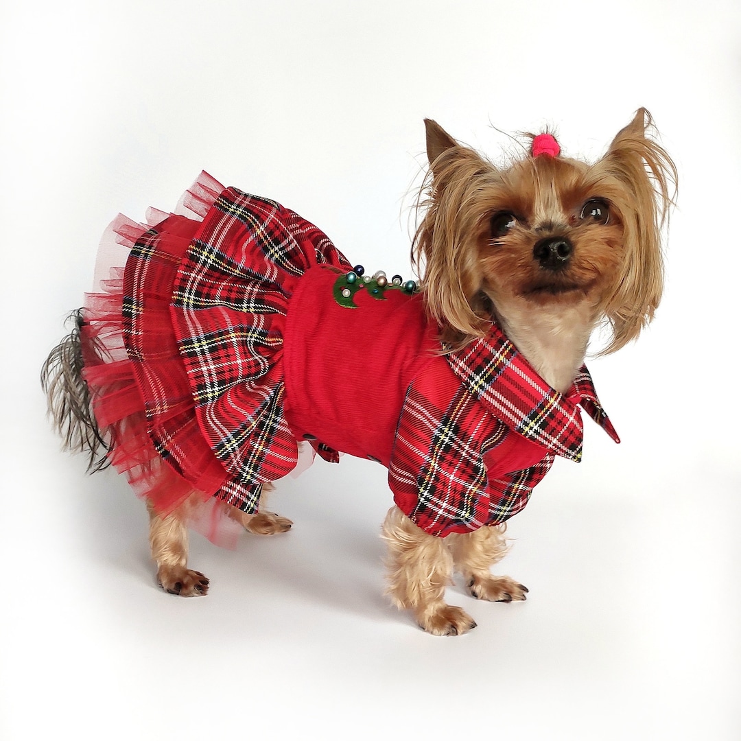 Christmas Red Dog Dress With Embroidery Christmasdoggift Etsy UK