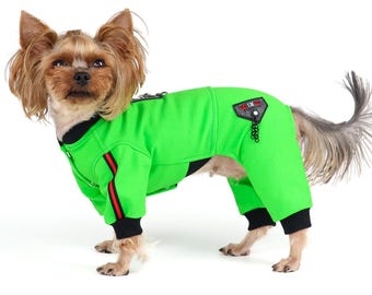 Boy Dog Jumpsuit - Designer Pet Clothes, Puppy Onesie, Cute Yorkie clothing, Chihuahua Handmade Overall