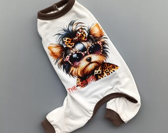 Dog Pajamas Onesie – Soft Cotton Sleepwear for Small Dogs, Yorkie Clothes, Chihuahua Outfit, Girl Puppy Loungewear